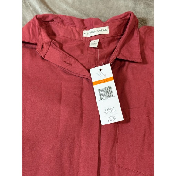 NWT Alexander Jordan Size Small Button‎ Down Shirt Formal Mauve Dusty Red - Picture 3 of 7